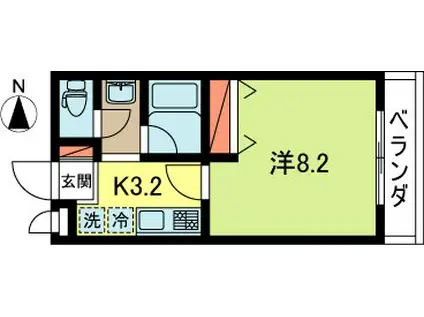 アルベーロ南台(1K/4階)の間取り写真