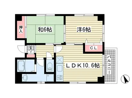 吉本マンション(2LDK/4階)の間取り写真