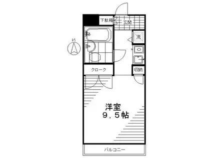 エスコートハイム(ワンルーム/6階)の間取り写真