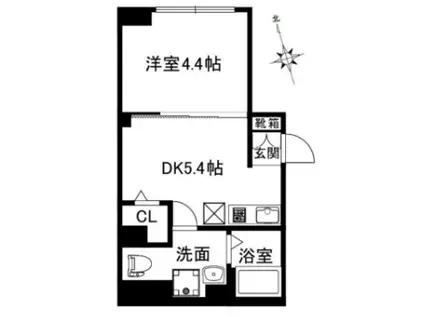 CREAL新富町(1DK/2階)の間取り写真