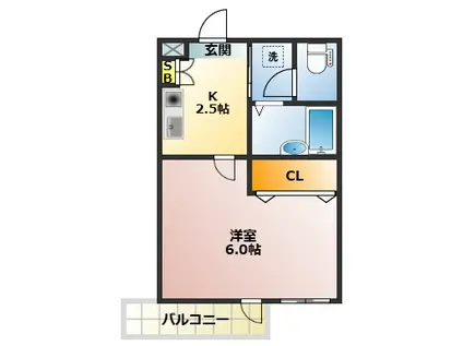 パークアベニュー塩野(1K/1階)の間取り写真