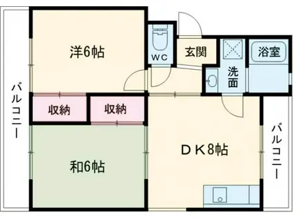 ルミウス北鳥生1(2DK/2階)の間取り写真