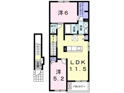 カレント・美郷III(2LDK/2階)の間取り写真