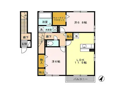 サングリーンC(2LDK/2階)の間取り写真