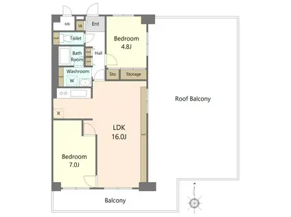 ニューライフマンション木場(2LDK/10階)の間取り写真
