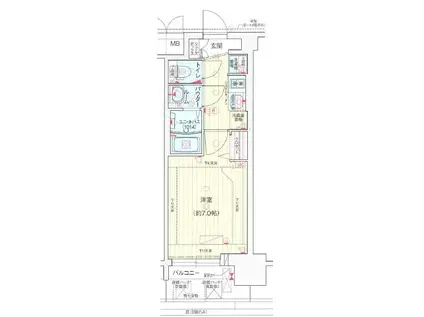 プレサンス大国町アドロッソ(1K/14階)の間取り写真