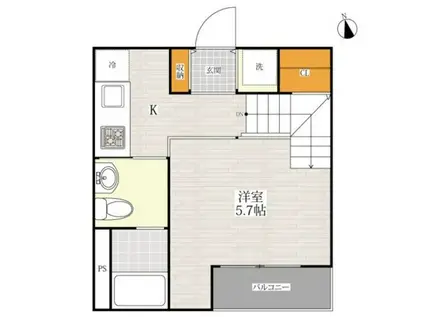 RAIL SIDE 箱崎(1K/1階)の間取り写真