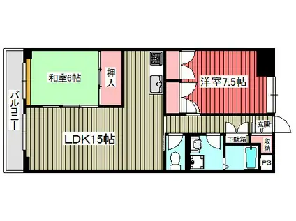 サイレンス扶桑(2LDK/7階)の間取り写真