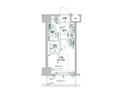 ヴァローレ松戸フィーロ(1K/9階)の間取り写真