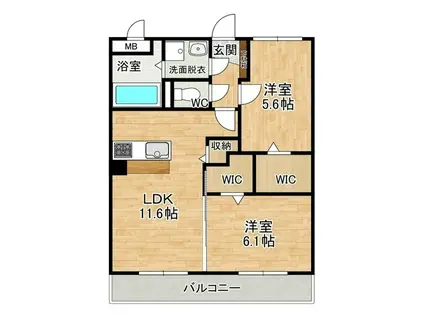 ルクシール荒川本郷(2LDK/3階)の間取り写真