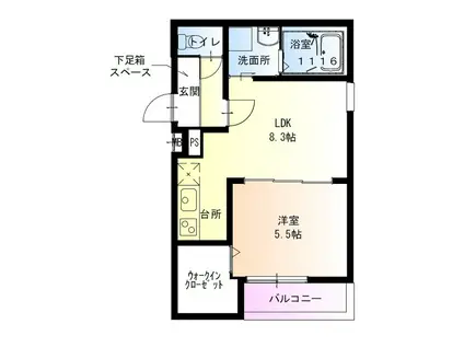 フジパレス法善寺(1LDK/1階)の間取り写真