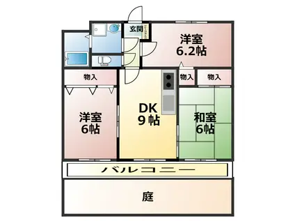 ユーミーみなら(3DK/1階)の間取り写真