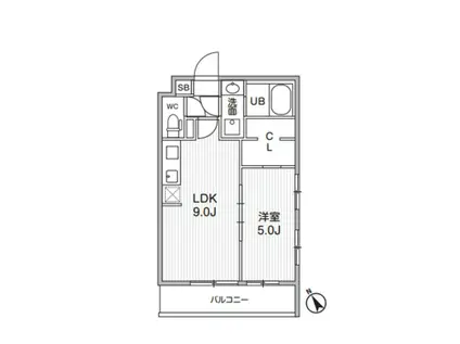 ALIVIS本八幡(1LDK/5階)の間取り写真