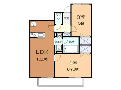 VILLA GLANZ (2LDK/1階)の間取り写真