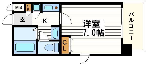 ジュネーゼ大阪城南(1K/11階)の間取り写真