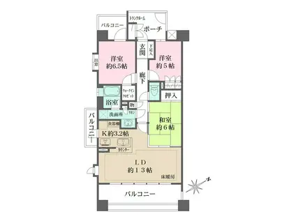 リーデンススクエア ザ・シーズ(3LDK/5階)の間取り写真