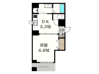 TO U UEHOMMACHI(1DK/4階)の間取り写真