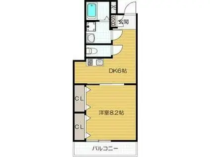 アベニール十三(1DK/2階)の間取り写真