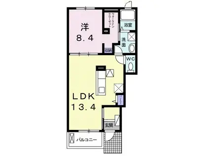ルーベル上林 B(1LDK/1階)の間取り写真
