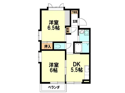 ハイツウイング小野山(2DK/1階)の間取り写真