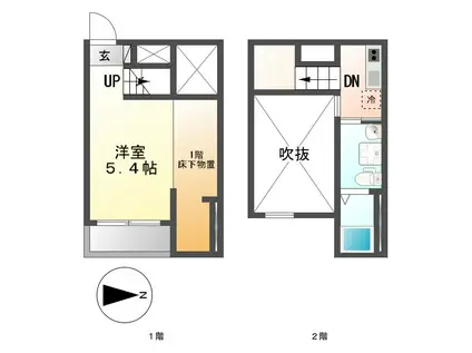 フェリス荒子(ワンルーム/2階)の間取り写真