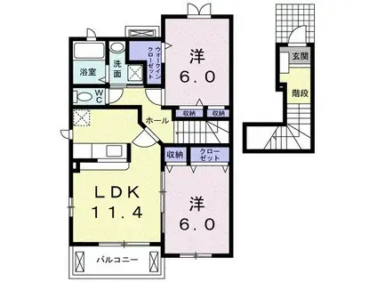 コリーヌC(2LDK/2階)の間取り写真