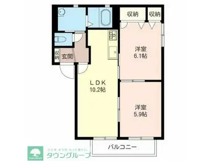 エイコーン E棟(2LDK/2階)の間取り写真