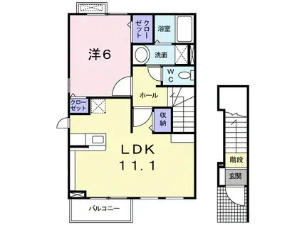 サン・ガーデンC(1LDK/2階)の間取り写真