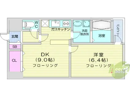 シティ連坊Ⅱ(1LDK/2階)の間取り写真