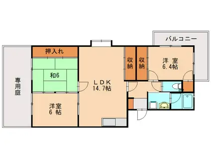 シティライフ香椎II(3LDK/1階)の間取り写真