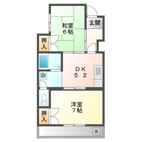 ルミエール藤(2DK/2階)の間取り写真