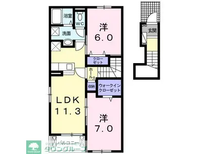 ASBLUE(2LDK/2階)の間取り写真