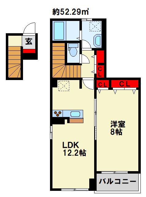 ヴィラルーチェA(1LDK/2階)の間取り写真