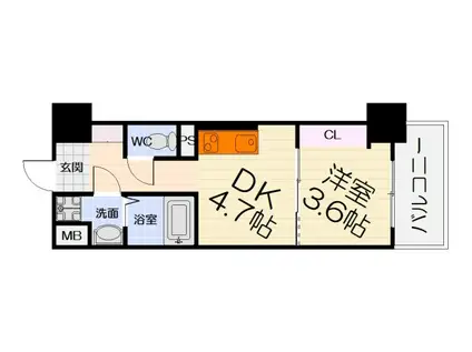 ARCA鳳(1DK/2階)の間取り写真