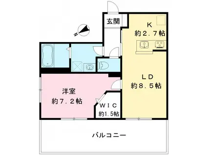 ルリエ目黒中央町(1LDK/3階)の間取り写真
