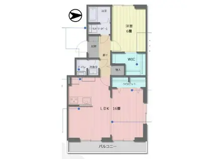 浮間パークサイドハイツ(1LDK/1階)の間取り写真