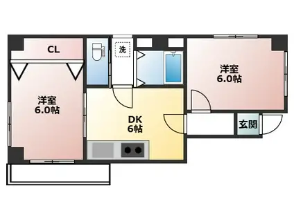 シャトランレーヌ ヨシムラ(2DK/2階)の間取り写真