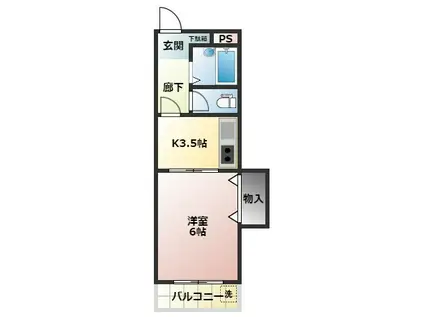 グリーンハイツ阪本(1DK/3階)の間取り写真