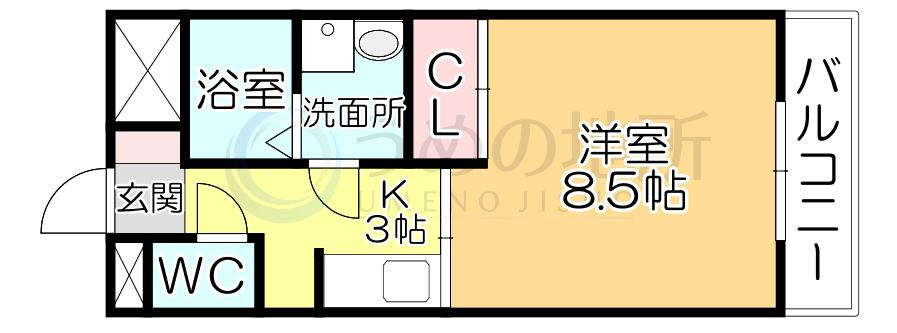 ローズガーデンII(1K/4階)の間取り写真