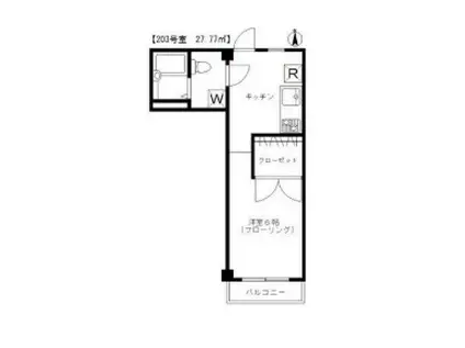 東京メトロ半蔵門線 押上駅 徒歩4分 3階建 築33年(1K/2階)の間取り写真