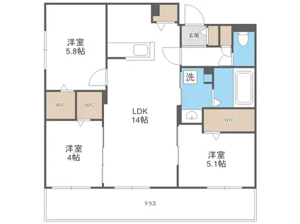 DPレジデンス北広島(3LDK/1階)の間取り写真