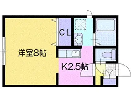 メープルハウス(1K/1階)の間取り写真