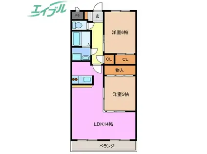 ガーデンヒルFMT(2LDK/1階)の間取り写真