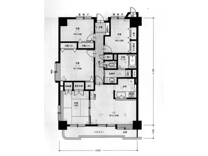 プロスペール桜城II(4LDK/4階)の間取り写真