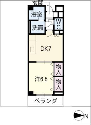 グランドール千種台(1DK/2階)の間取り写真
