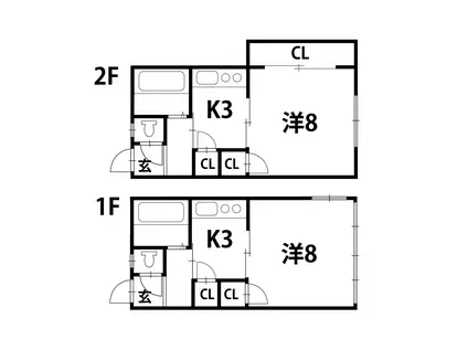 大矢ハイツ(1K/1階)の間取り写真