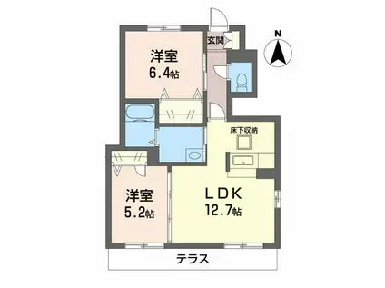 シャーメゾンヴィラ(2LDK/1階)の間取り写真