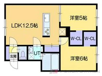 エルヴェールVII(2LDK/1階)の間取り写真