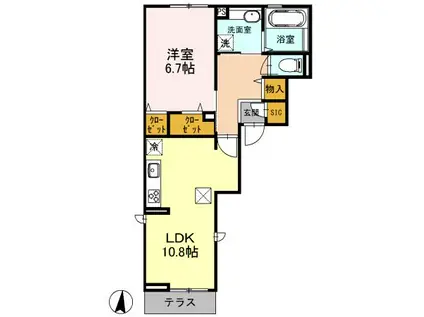 アーバンD 笹目(1LDK/1階)の間取り写真
