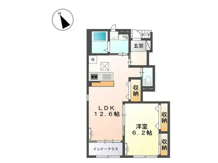 オレンジハウス(1LDK/1階)の間取り写真